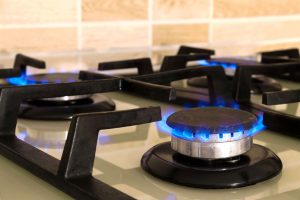 Closeup Shot Of Propane Gas Fire From Domestic Kitchen Stove 2022